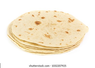 Plain tortilla wrap isolated on white background
