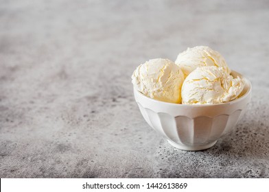 Plain Vanilla Ice Cream Scoops without  Toppings, copy space for your text