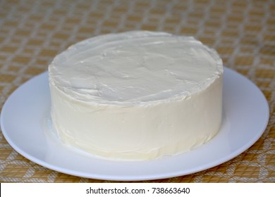 Plain White Cake On White Plate