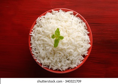 Plain White Cooked Rice In Bowl