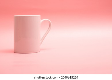 Plain White Mug On Pink Background