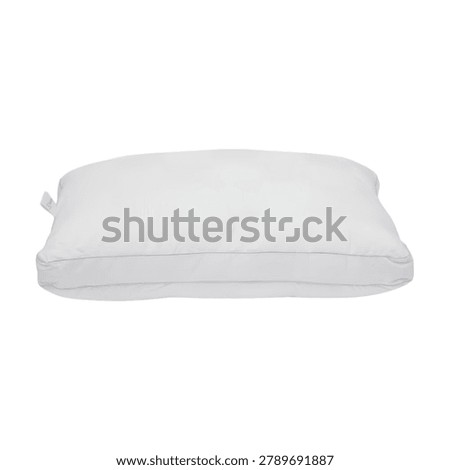Plain white rectangular bed pillow with a stitched gusset border, viewed from the side and isolated on a white background.