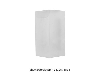 Plain white rectangular cardboard box with a clean unbranded surface, isolated on a white background for packaging mockups, cosmetic products, medicine, retail, and branding concepts.