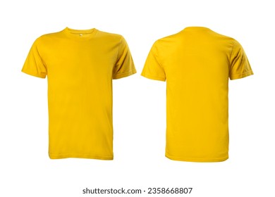 Plain yellow t-shirt mockup template isolated over white background