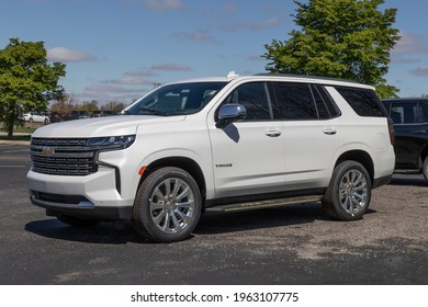 Plainfield - Circa April 2021: Chevrolet Tahoe SUV display. Chevy is a Division of General Motors and also makes the Trax, Cruze and Traverse.