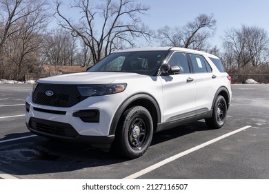Plainfield - Circa February 2022: Ford Police Interceptor Utility on display. The Ford Police Interceptor is the first-ever pursuit-rated hybrid police SUV.