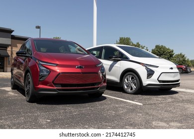 Plainfield - Circa July 2022: Chevrolet Bolt EV electric vehicle display. Chevy offers the Bolt EV with 200 horsepower and a range of up to 259 miles.