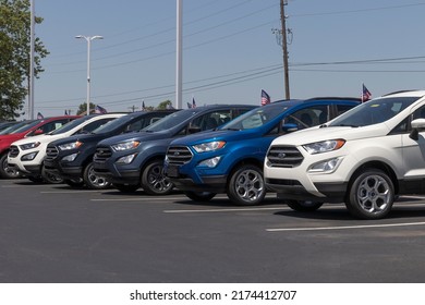 Plainfield - Circa July 2022: Ford Ecosport display at a dealership. Ford offers the Ecosport in a base model, S, SE, Titanium, and SES versions.