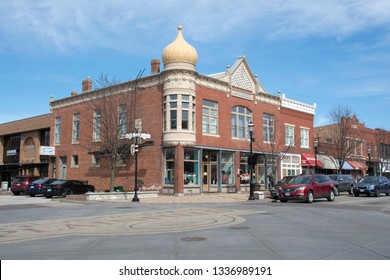 Plainfield, Illinois/United States - March 12, 2019: A street corner in Plainfield, Illinois.