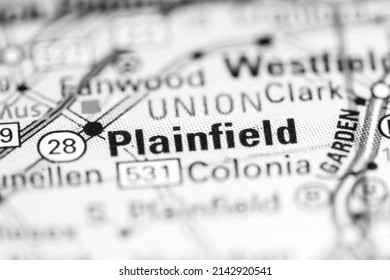 Plainfield. New Jersey. USA on a geography map