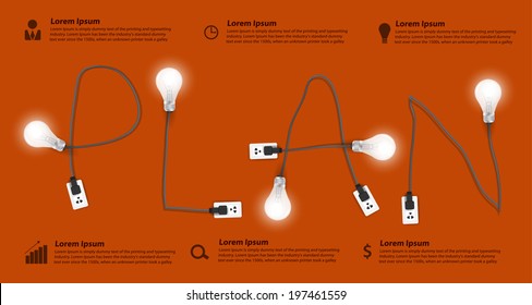 Plan concept modern design template, Creative light bulb idea abstract info graphic banner workflow layout, diagram, step up options, Vector illustration