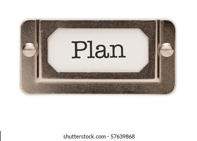 Plan File Drawer Label Isolated On A White Background.