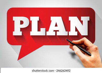 PLAN message bubble, business concept
