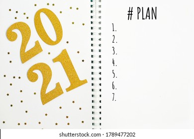 PLAN For New Year 2021 Words Written In An Office Notebook. Concept In Business. Plans For The New Year.