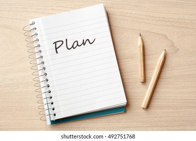 plan on notebook on desk