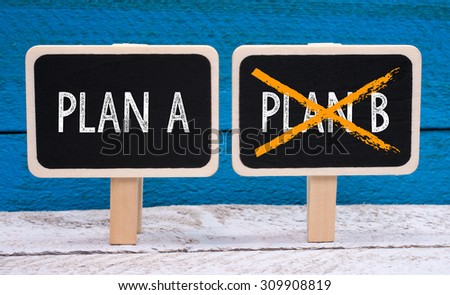 Plan A - two little chalkboards with text on wooden background
