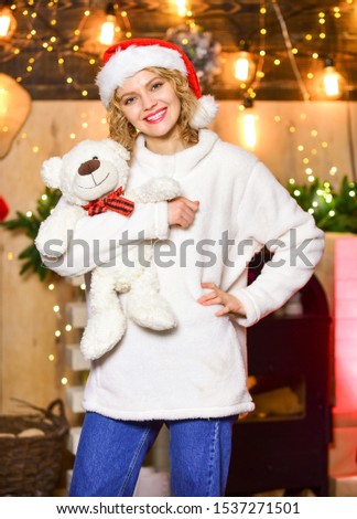 Similar – Image, Stock Photo cute girl near pink wall holding toy