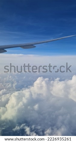 plane above the blue sky