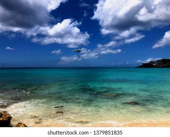 Plane Approaching Over Maho Beach, St Maarten