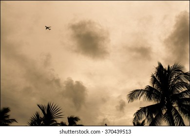 The plane ascending in skies over Miami Beach in Grand Theft Auto-like light
