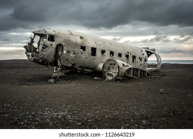 Plane Crash Site On Iceland Beach