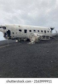 Plane Crush In Atlantic Ocean Iceland And Black Soil Beach 