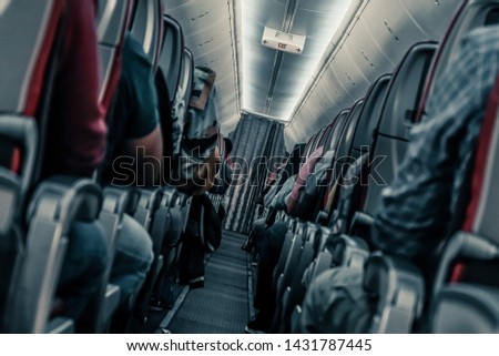 Plane danger. Passengers in shock in a turbulence area