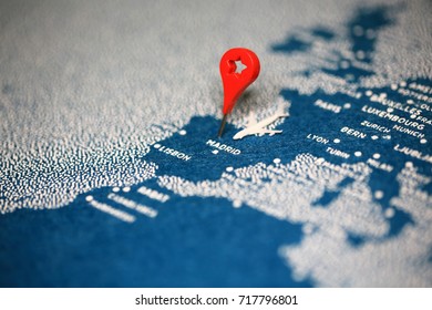 plane fly on map (macro photography)
