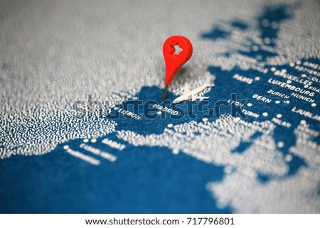 plane fly on map (macro photography)