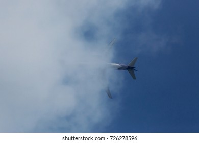 plane fly through the cloud