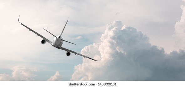 Plane Flying Away In The Sky