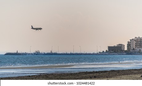 Plane Landing In Larnaca International Airport