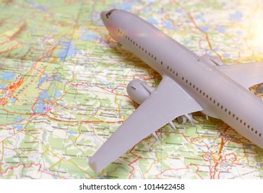 Plane on the map. Traveling abroad, international flights, flight, airlines. - Shutterstock ID 1014422458