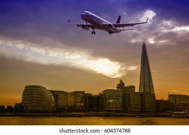 Plane over London.