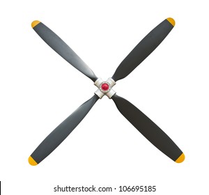 Plane Propeller With 4 Blades On White With Clipping Path