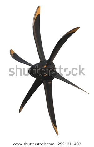 Plane propeller Airplane propeller with 6 blades helices for Airplanes witch spinner isolated on white background. This has clipping path.