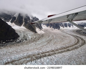 Plane Shot While Flying Through A Glacier At Denali National Park, Alaska