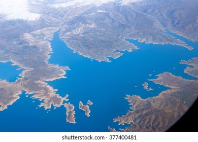 Plane view  from the window, earth  