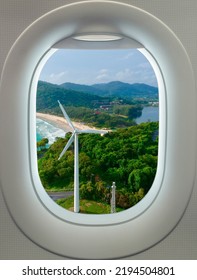 Plane Window Aerial View Of A Beach Phuket Thailand