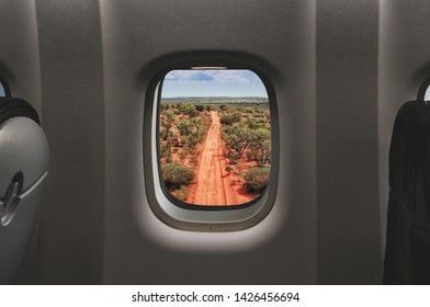 A Plane Window View Of The Red Centre Of The Australian Outback In The Northern Territory