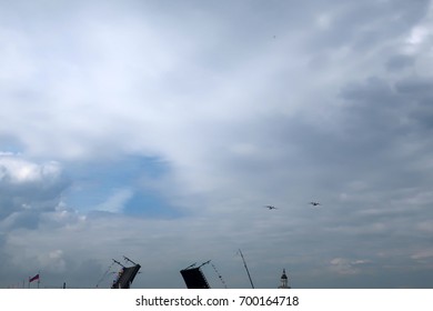 Planes fly in the sky