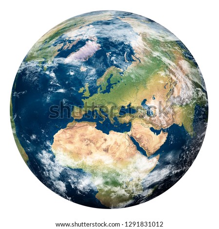 Planet Earth with clouds, Europe and part of Asia and Africa - Elements of this image furnished by NASA