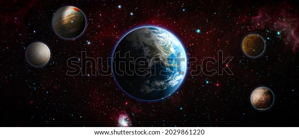 Planet Earth in\
dark outer space. View of the earth from the moon. Elements of this\
image furnished by NASA