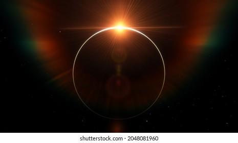 Planet Earth dawn sunset from space. Silhouette planet earth in rays of sun against background of space stars and galaxies 3D render