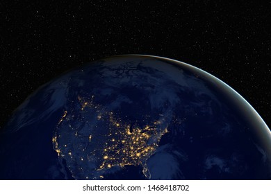 Planet Earth during the night against dark starry sky background, elements of this image furnished by NASA - Shutterstock ID 1468418702