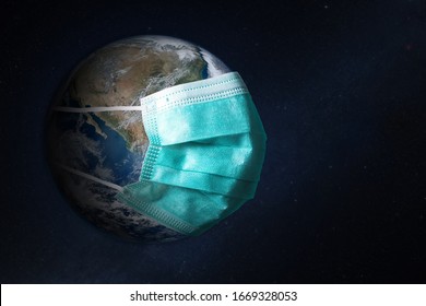 Planet Earth with face mask protect. World medical concept. Elements of this image furnished by NASA. - Shutterstock ID 1669328053