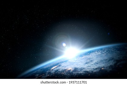 Planet earth globe view from space showing realistic earth surface and world map as in outer space point of view . Elements of this image furnished by NASA planet earth from space photos. - Shutterstock ID 1937111701