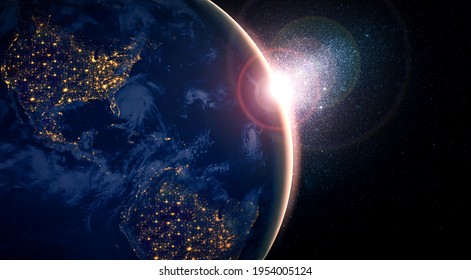 Planet earth globe view from space showing realistic earth surface and world map as in outer space point of view . Elements of this image furnished by NASA planet earth from space photos. - Shutterstock ID 1954005124