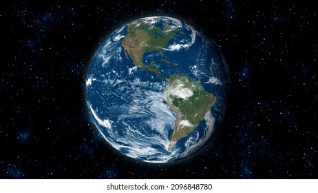 Planet earth globe view from spaceflight with realistic earth surface from space and world map as in outer space point of view . Elements of this image furnished by NASA planet earth and space . - Shutterstock ID 2096848780
