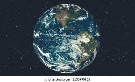 Planet earth globe view from spaceflight with realistic earth surface from space and world map as in outer space point of view . Elements of this image furnished by NASA planet earth and space . - Shutterstock ID 2130990935